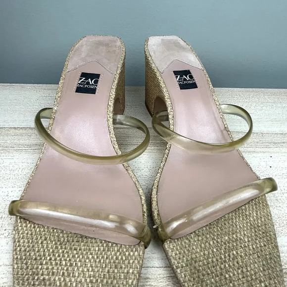 ZAC Zac Posen Saint Heeled Sandals Cashew Tan Size 10 Square Toe Block Heel Shoe - Picture 4 of 15